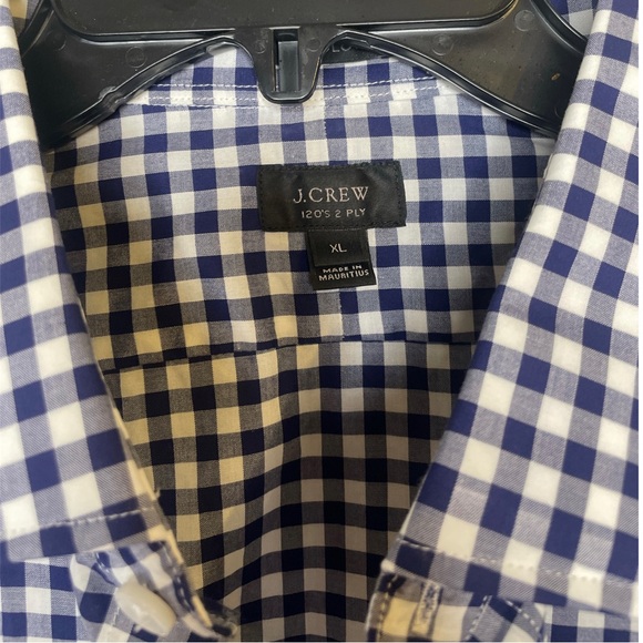 J Crew | NWOT Men’s Ludlow Navy White Gingham Long Sleeve Button Down Size XL - Picture 4 of 9